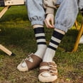 thumbnail image 3 of CoCoMangos Womens Mid-Calf Casual Striped Retro Socks Crew Running Cotton Warm Sock Size5-9, 3 of 8