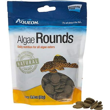 Aqueon Algae Rounds Algae Eater Fish Food, 3 oz (pack of