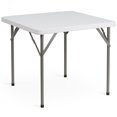 thumbnail image 1 of Table pliante carrée en plastique blanc granite, 1 of 9