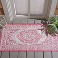 thumbnail image 3 of SAFAVIEH Courtyard Avi Traditional Indoor/Outdoor Area Rug, 2'7" x 5', Light Grey/Fuchsia, 3 of 13
