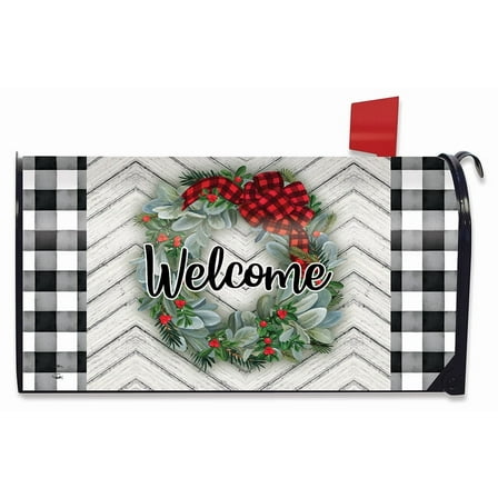 Briarwood Lane Winter Wreath Welcome Mailbox Cover