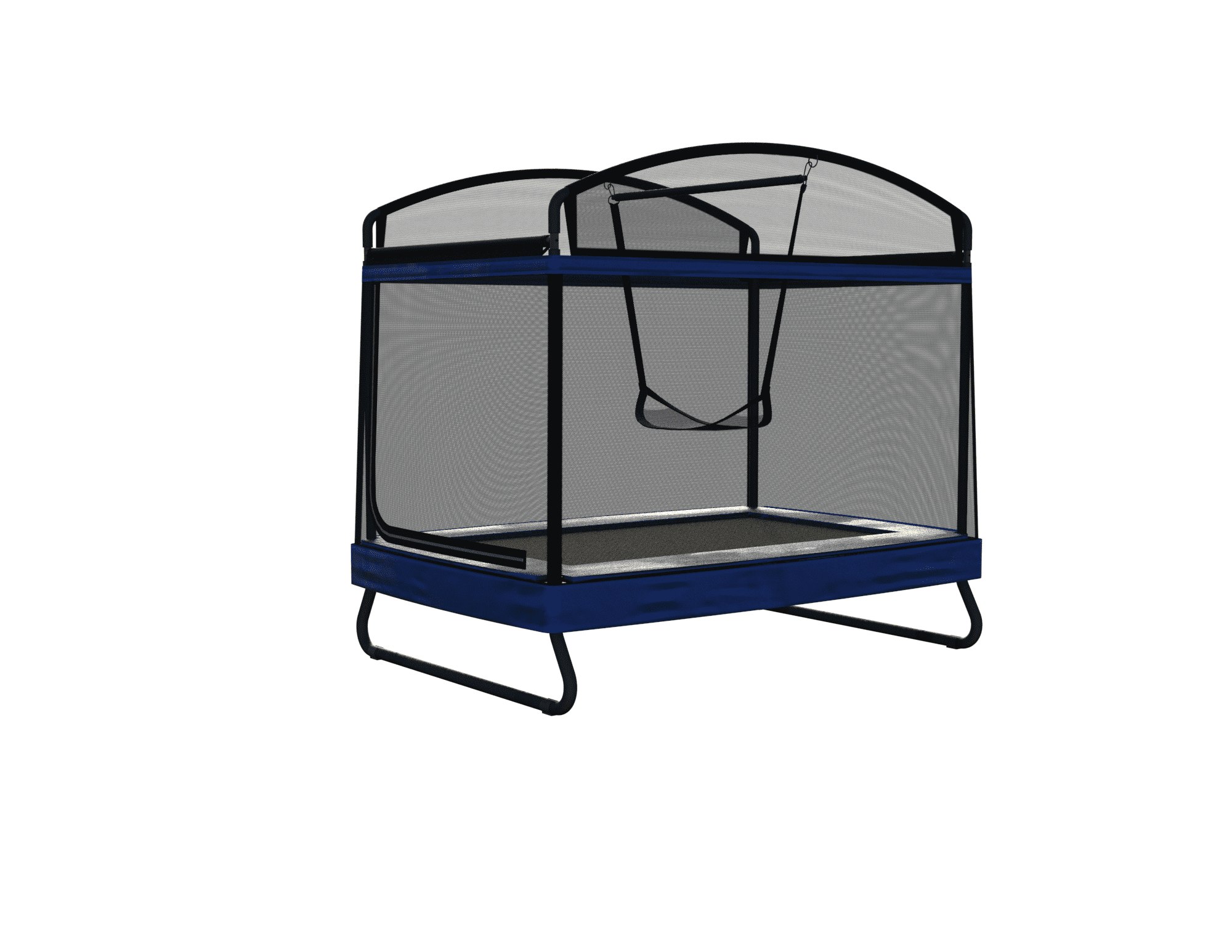 Witaxima 4x6ft Outdoor Square Trampoline for Kids & Adults, Rectangular Bounce Trampoline with Safety Net & Swing, 220LB Capacity, Black+Blue