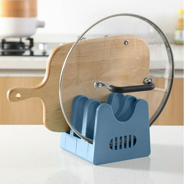 Foldable Pot Lid Rack | Kitchen Organizer | Carbon Steel | Space-Saving Design | Countertop Draining Stand | Multi-Purpose | For Home, Camping | White, Green, Black, Blue | 13.5x13x11.6cm