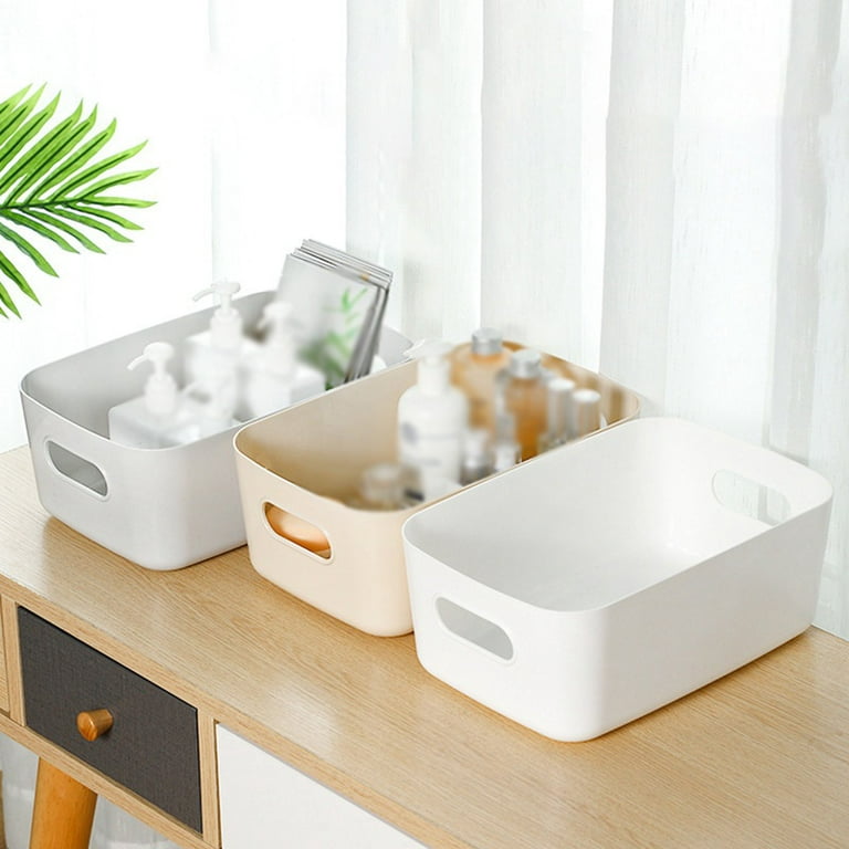 Sundry Storage Basket Student Desktop Snack Storage Box Plastic Cosmetic  Storage Box Household Kitchen Sorting Box Makeup Box White L 