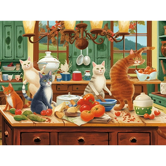 jigsaw Puzzles 50 pieces for adults Kitten cats Kitchen Capers Formation wooden Challenging Puzzles Perfect for Game Nights 7.9'' x 5.9''