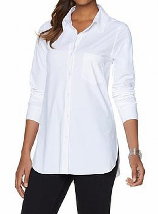 stretch white button down shirt