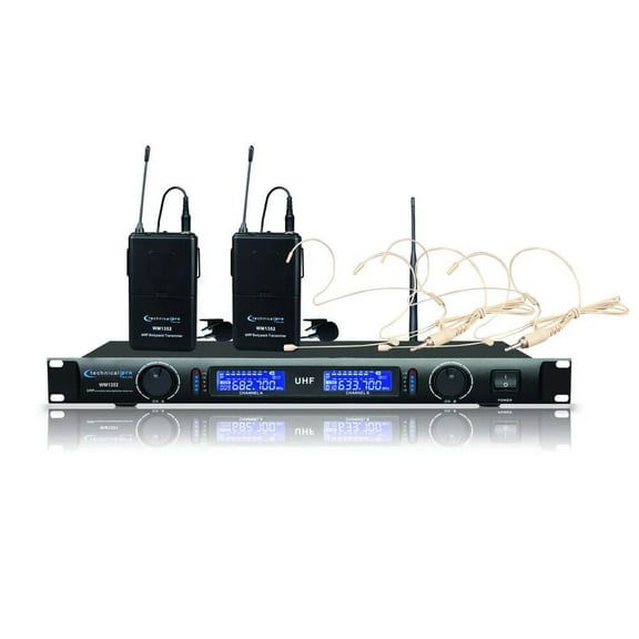 Technical Pro WM1352 Dual UHF Wireless Microphone Lapel and Headset System