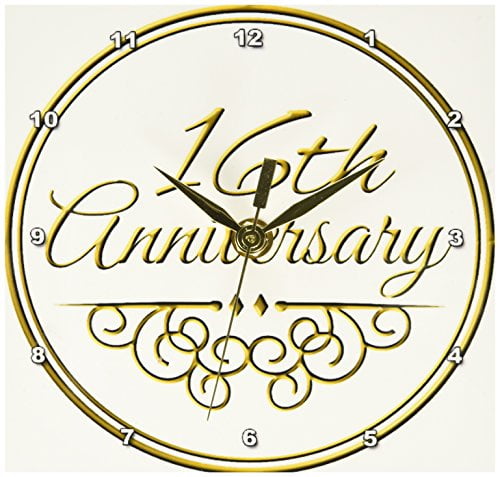 3dRose 16th Anniversary gift - gold text for celebrating ...