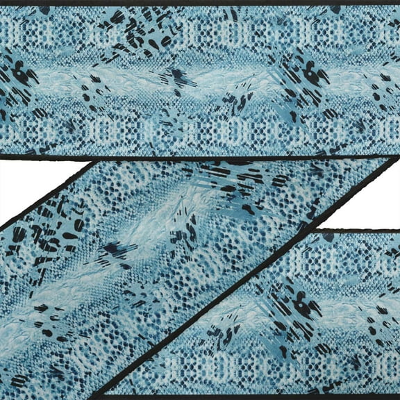 IBA Indianbeautifulart Blue Leopard & Snake Animal Skin Printed Ribbon Trim By 9 Yard Dupion Fabric Laces For Crafts Sewing Accessories 3 Inches