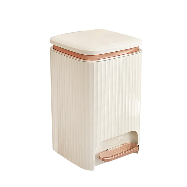Cubo de basura para cocina con pedal y tapa a presión, organizador de basura Blanco Lechoso 12L