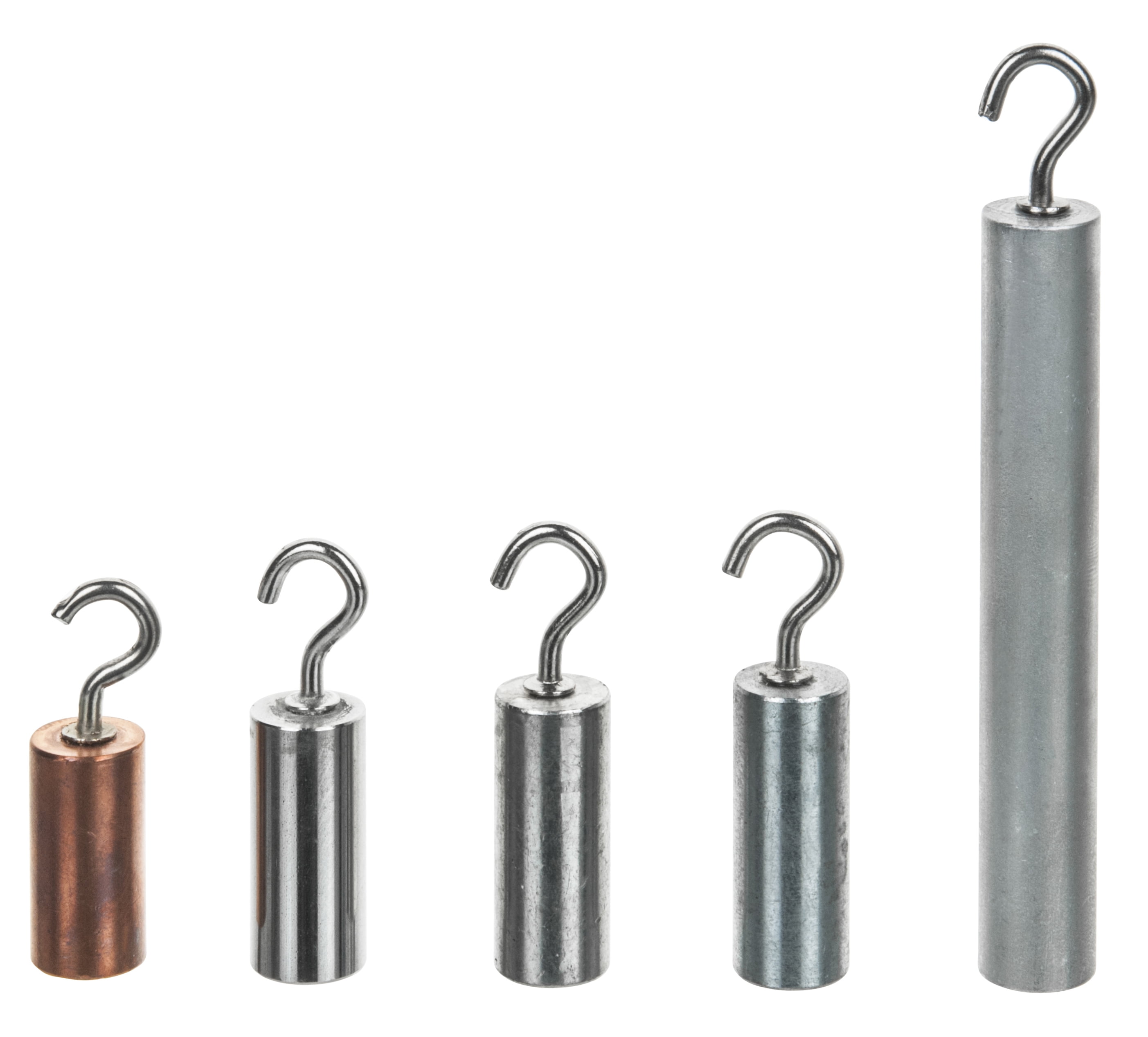 5pc Hooked Metal Cylinders Set Copper, Iron, Aluminum & Zinc For