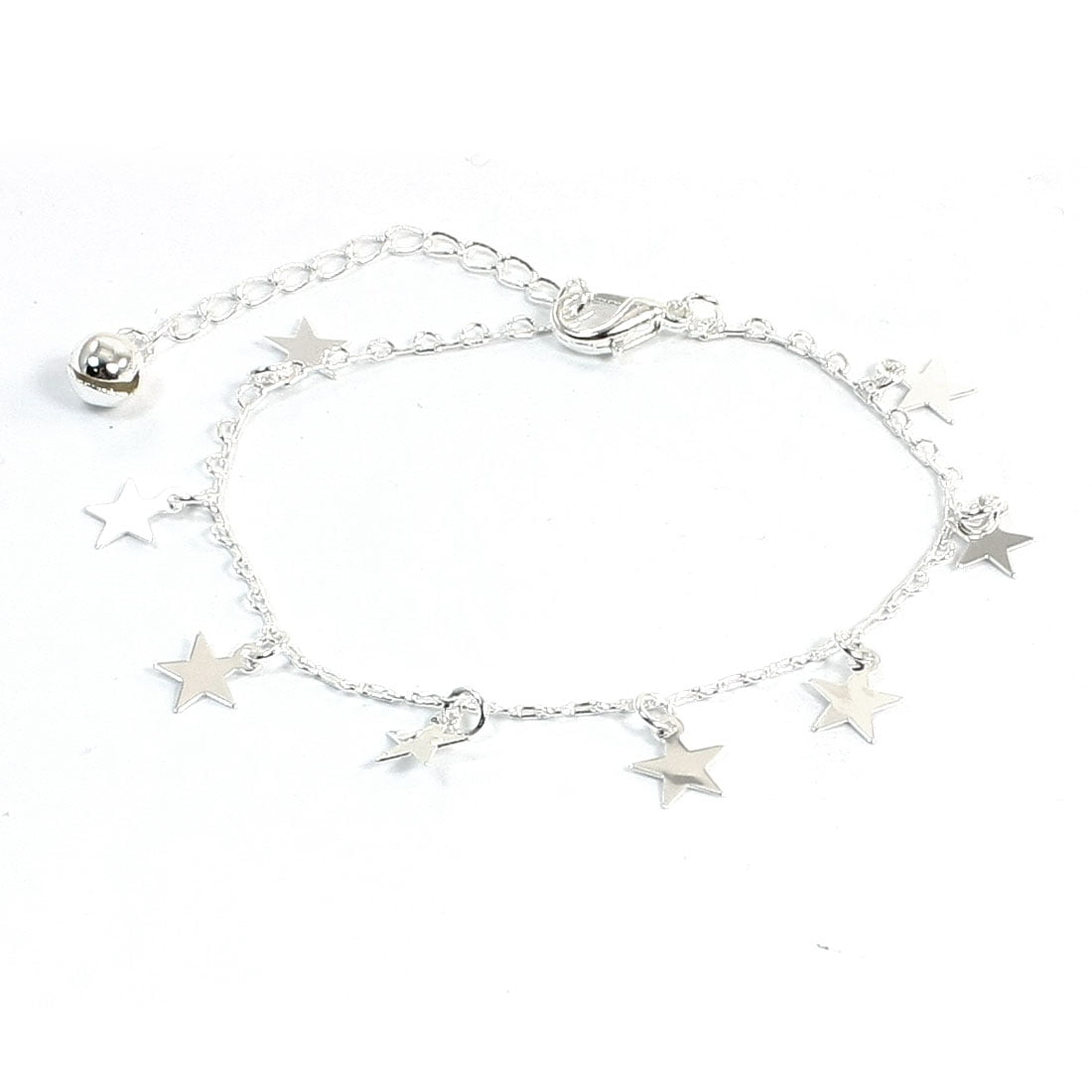 Five-Pointed Star Pendant Lobster Clasp Silver Tone Chain Bracelet ...