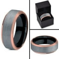 thumbnail image 4 of Tungsten Wedding Band Ring 10mm for Men Women Black & 18K Rose Gold Plated Beveled Edge Brushed Polished Lifetime Guarantee, 4 of 4