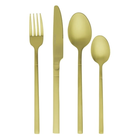 Thyme & Table Arden 16-Piece Gold Stainless Steel Flatware Set, Service for 4