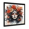 thumbnail image 2 of Designart "Mexican Watercolor Day of the Dead Diva II" Fashion Framed Wall Art Decor - Glam Red Woman Mexican Entryway Framed Wall Art Print, 2 of 6