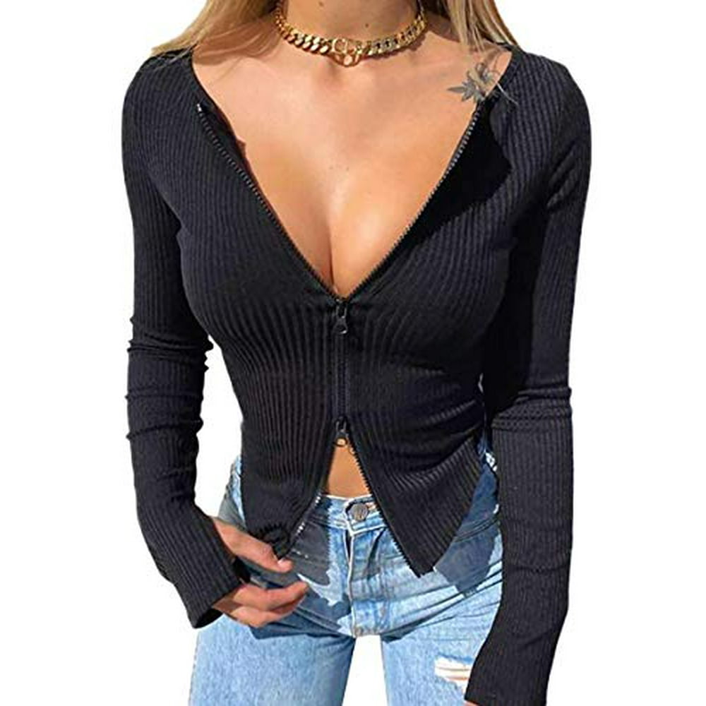 half zip crop top long sleeve