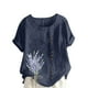 thumbnail image 1 of Vestidos Casuales Para Mujer, Blusas De Mujer De Moda Blusa informal de lino con cuello redondo, manga corta y botones para mujer, 1 of 4