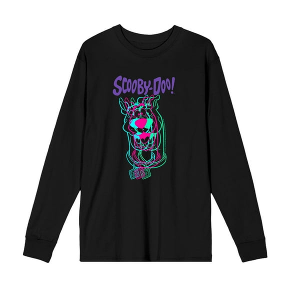 Scooby-Doo 3D Line Art Adult Black Crew Neck Long Sleeve Tee-Medium