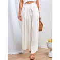 thumbnail image 4 of Pantalones Casuales de Cintura Alta para Mujer, de Color Liso, Largos y Anchos, con Bolsillos, para y Otoño. L, 4 of 9