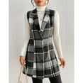 thumbnail image 5 of Arlun Womens Flannel Plaid Vest Coats Trendy Long Sleeveless Lapel Button down Jackets Casual Fall Winter Checkered Shacket No Hooded Coat Soft Comfort Outwear Black M, 5 of 5