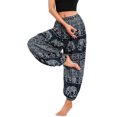 thumbnail image 4 of Homgro Women's Harem Pants Yoga Hippie Boho Jogger Elephant Printed Genie Pants Cool Summer Elastic Waist Beach Trousers Parachute Bohemian Drawstring Patterned2 One Size, 4 of 5