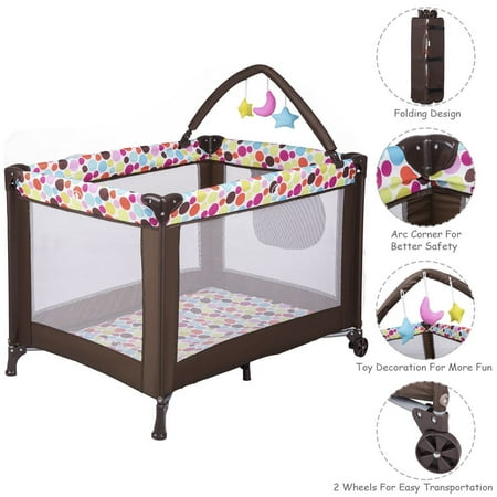 Costway Playard Baby Bassinet Travel Portable Bed Playpen Toddler