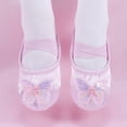 thumbnail image 3 of TFEOQRY Girls Satin Ballet Shoes with Sequin Embroidery Butterfly Decoration Soft Split Sole Elastic Straps Stage Dance Flats, 3 of 9