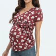 thumbnail image 7 of Adeawade Winter Shirts For Women Short Sleeve Summer V Neck Plaid Print Tops T Shirt For Breastfeeding Maternity Breastfeeding Blouse Crewneck Shirts Fashion Nursing Blouse Red Xl, 7 of 7