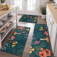 thumbnail image 2 of Colorful Mushroom Flower Dark Green Pattern Kitchen Rugs Sets Of 3,Kitchen Runner Rugs Non Skid Washable,Decorative Kitchen Floor Mats for Kitchen,Sink,Laundry,17"x30"+ 17"x47" + 17"x59", 2 of 6