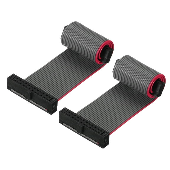 IDC 24Pin Flat Ribbon Cable, 1.27mm Pitch FC to FC Connector 10cm Length Grey Jumper Wire Computer DVD, 2Pcs