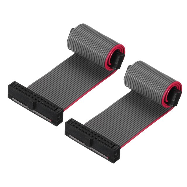Unique Bargains IDC 24Pin Flat Ribbon Cable, 1.27mm Pitch FC to FC Connector 10cm Length Grey Jumper Wire Computer DVD, 2Pcs