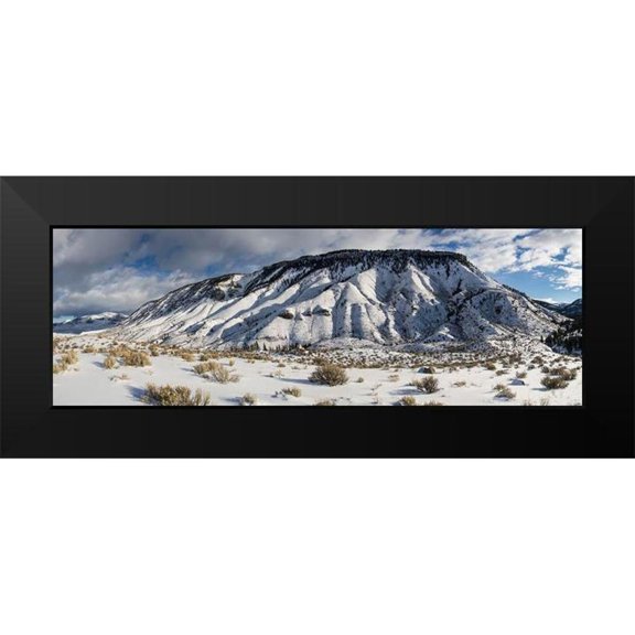 The Yellowstone Collection 14x7 Black Modern Framed Museum Art Print Titled - Mount Everts, Yellowstone National Park