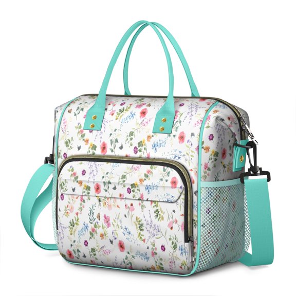 Pioneer Flower Floral Print Pattern Womens Lunch Box for Work,Insulated Large Lunch Bag for Tween and Teen,Loncheras Para Mujer,Leakproof Adult Lunch Bag for Work,Beach,Travel,Picnic,Camping