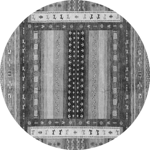 Ahgly Company Indoor Round Abstract Gray Modern Area Rugs, 4' Round