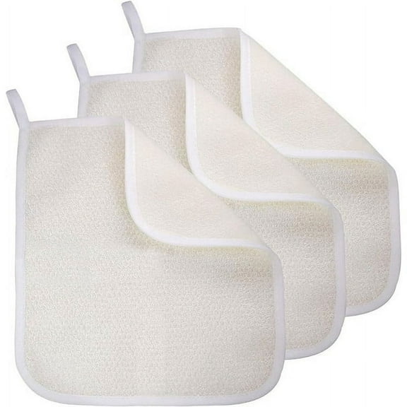 Exfoliating Washcloth, Shower Cloth for Body and Face Exfoliator Scrubber, Two Sides Exfoliate Shower Rag Wash Cloths Nylon Cotton Loofah Sponge Scrub Towel