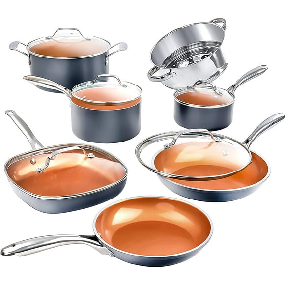 Gotham Steel Diamond 12 Piece Ultra Nonstick Ceramic Pots and Pans Cookware Set Oven Dishwasher Safe