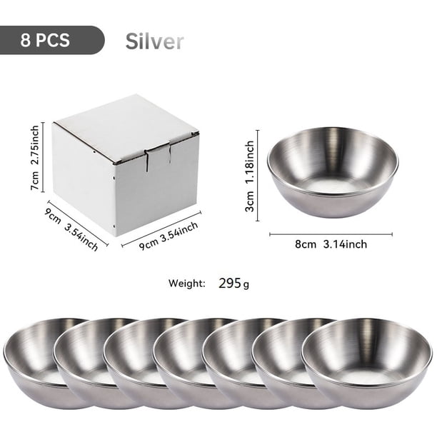 Plato grande de acero inoxidable Plato dorado para condimentos Juego de 8 piezas Plato para salsa de soja para restaurante doméstico Juego de 4 piezas Plato para salsa para mojar