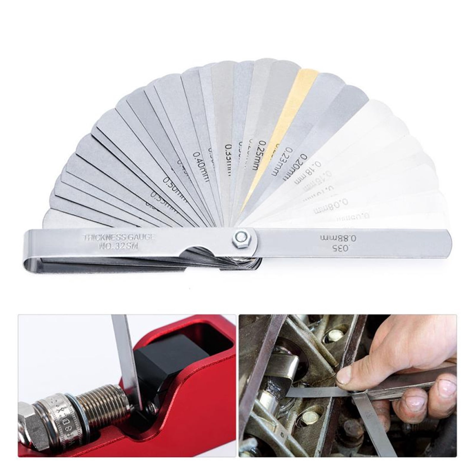 Feeler Gauge Metric Gap Filler Metric Blades Universal Thickness Gage High Accuracy Gap Measuring Tool 0.04mm - 0.88mm Tools ,Easy to Use