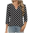 thumbnail image 2 of Viluyesy V-Neck T-Shirt for Womens 3/4 Sleeves Shirt Tops Fashionable Loose Blouse Black Size S, 2 of 6