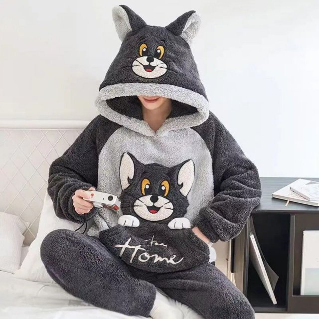 Conjunto de pijamas familiares de franela gruesa para mujer, ropa de dormir cálida Unisex, Tops, pantalones, ropa de casa para parejas, traje de pantalón, Invierno