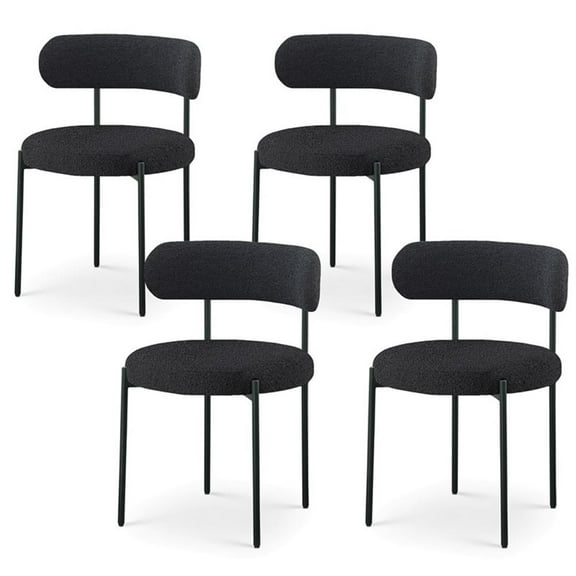Maklaine Contemporary Black Boucle Fabric Dining Chair (Set of 4)