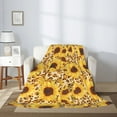thumbnail image 2 of Throw Blanket for Couch Sofa and Bed, Abstract Leopard Print Sunflower Super Soft Plush Throw Blanket, Fuzzy Cuteness Comfy Warm Washable Flannel Blanket & Throws for All Season 60"x50", 2 of 5