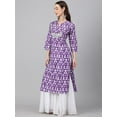 thumbnail image 5 of Janasya Indian Women's Purple Cotton Batik Print Straight Kurta, 5 of 8