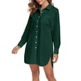 thumbnail image 4 of FIOPHY Women's Button Down Shirt Dress with Pockets Oversize Collared Long Sleeve High Low Tunic Dresses Blouse, Deep Green，M, 4 of 5