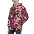 thumbnail image 2 of Pofeuu Rose Flowers Print Teenage Zipper Hoodie Sweatshirts Hooded Casual Jackets With Pocket For Boys Girls-, 2 of 6