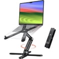 thumbnail image 1 of Foldable 360 Rotating Laptop Stand for Desk, Adjustable Computer Stand Riser for Collaborative Work, Easy Storage Aluminum Holder Fit for All Laptops up to 16 inches (Black), 1 of 14
