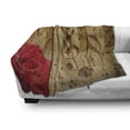 thumbnail image 3 of Music Soft Flannel Fleece Throw Blanket, Notes and Musical Symbols on Rustic Piano Keyboard Look Backdrop Romantic Rose, Cozy Plush for Indoor and Outdoor Use, 50" x 70", Brown and Red, by Ambesonne, 3 of 6