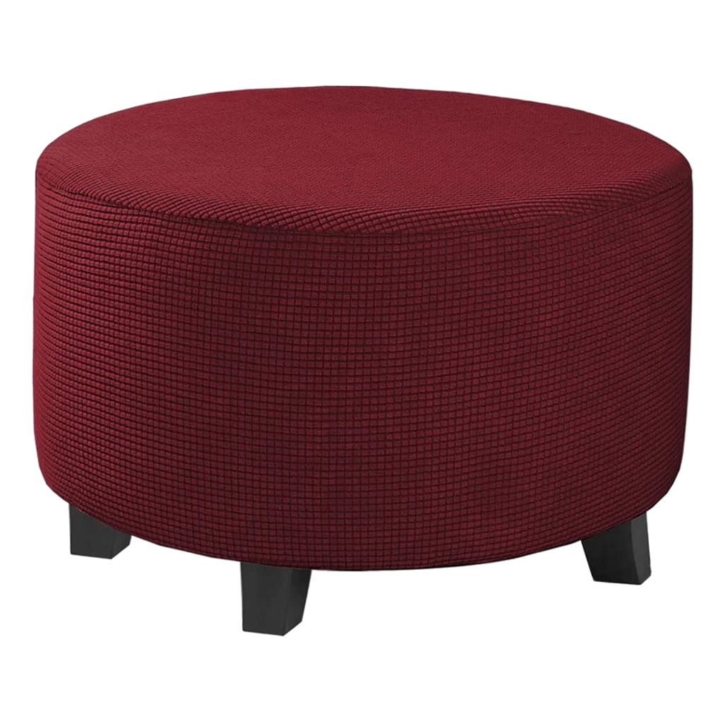 Spandex Jacquard Round Ottoman Slipcover Footrest Covers