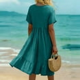 thumbnail image 4 of CIENVNSTG Women's Maxi Dress Short Sleeved Spring Breathable Beach Dress Lightweight Eye-Catching Holiday Dress for Women L, 4 of 5