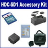 Panasonic HDC-SD1 Camcorder Accessory Kit includes: SDVWVBG130 Battery, SDM-130 Charger, KSD2GB Memory Card, SDC-27 Case, ZELCKSG Care & Cleaning